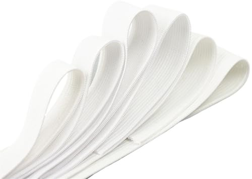 Banda elástica for coser, 10 m, blanca y negra, tejida, plana, de goma, for manualidades, for, 1 cm, 2, 3 4(White,10M-50MM)