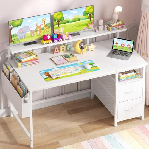 Klyvvo 120x48 cm Rechteckig Schreibtisch für Studieren, Homeoffice, Gaming