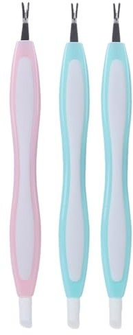 SOESFOUFU Set 3pezzi Strumento Manicure Pedicure in Acciaio Inossidabile Punta a Forchetta per Rimozione Cuticole e Pulizia Unghie, Leggero e Portatile per Uso Professionale Colore Casuale