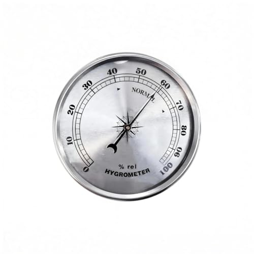 Medidores analógicos plateados pequeños de 90 mm, presión barométrica, medición de temperatura con borde de metal, estilos retro, termómetros plateados