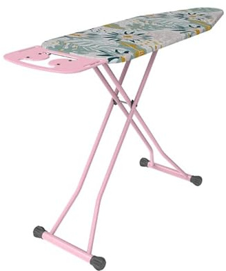 Faltbares Bügelbrett 120 x 40 cm, höhenverstellbar 73–94 cm, Stabiler Stahlrahmen, Bügeleisenablage und Kleiderbügel-Halter, platzsparendes Bügelbrett