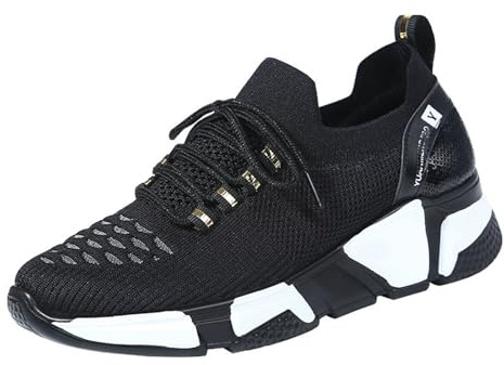 Zapatillas Deportivas Femeninas Tradicionales con Encaje y Malla Transpirable para Ocio y Actividades Exteriores Elegantes (Black, 37) #62