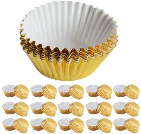 OFFIGAM 100 Pezzi Pirottini in Alluminio Spesso e Carta per Muffin e Cupcake, Stampi per Forno Resistenti per Compleanni e Feste a Tema