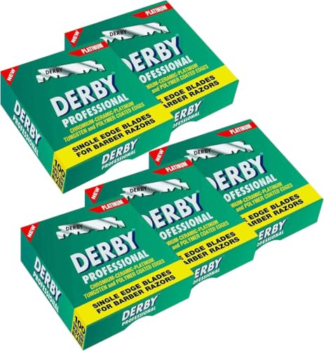Derby Professional Einschneidige Rasierklingen für Barbiermesser, 500 Stück (5 x 100)