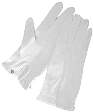 Kostuem24 Baumwoll-Handschuhe weiß mit Druckknopf und Biesen, L (Herren)