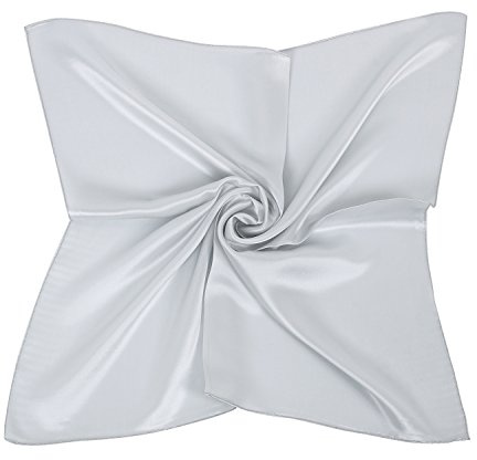 PB-SOAR Damen Mädchen Glänzend Halstuch aus 100% Seide, Seidentuch Seidenschal Schal Bandana Kopftuch Nickituch, 52 x 52cm (Silbergrau)