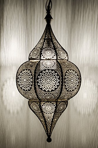 Lampada orientale marocchina - lampada a sospensione - Lampada da soffitto Malha Argento - 50cm- molto pratica per un ottima illuminazione - trasmettere un eccellente - raffinata decorazione