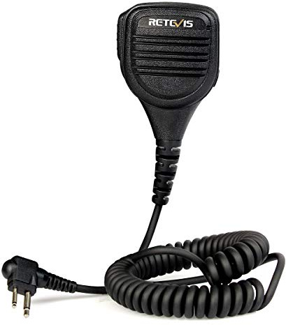 Retevis Funkgerät Lautsprecher Mikrofon 2Pin Schultermikrofon mit 3,5-mm-Audiobuchse Kompatibel mit 2-pin Motorola CP040 DP1400 GP300 GP2000 Hyera Minland G15/G18 (1 Stück)