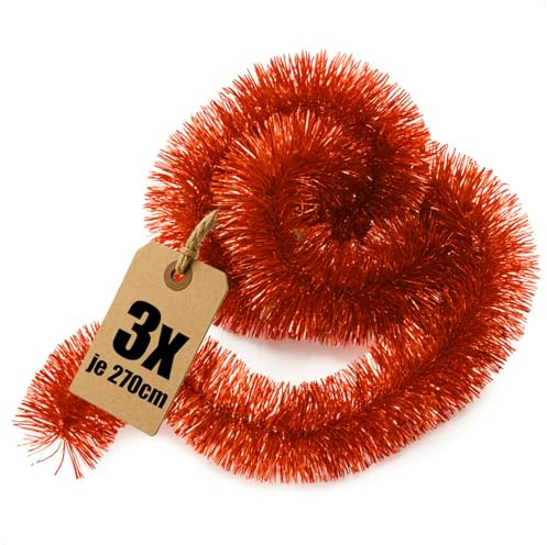 com-four® 810 cm Girlande Weihnachten, 3X 270 cm Tannengirlanden | Weihnachtsdeko für Christbaum