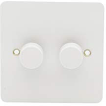 Schneider Electric Ultimate Flat Plate - Double 2 Way LED Dimmer Light Switch, 100 W/VA, GU6222LMPW, Painted White