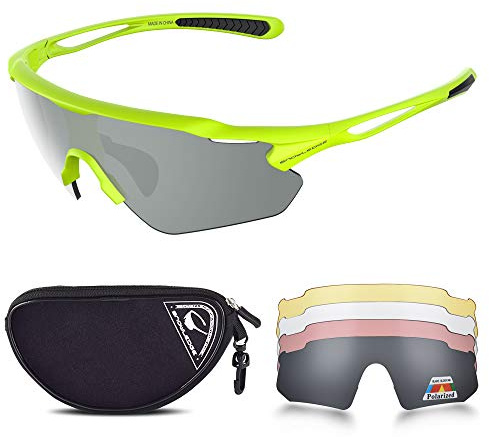 Snowledge Sportbrille Fahrradbrille Herren und Damen Radsportbrille Sonnenbrille Erwachsene Sport Radbrille Polarisiert Windschutz Brille Motorradbrille Rahmen TR90 UV400 Schutz