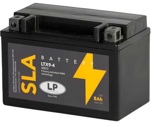 Landport Gel Roller- u. Motorradbatterie GTX9-4 (YTX9-BS Gel) DIN 50812 | DIN 50812 und Typ YTX9-4; Maße 150 x 87 x 105 mm, 3,1 kg, wartungsfrei, Bleisäure-Batterie, 1 Einheit, 8Ah, 12V, universell