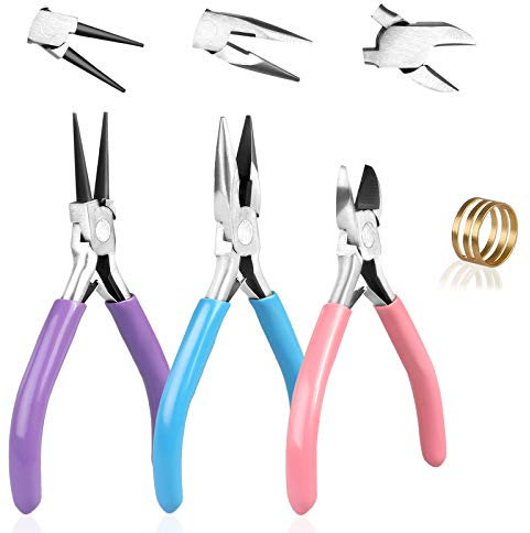 Jewellery Pliers - Reastar 3 PCS Pliers for Jewellery Making, Jewelry Making Tools with Jump Ring Opener - for Jewelry Beading Cutting Wrapping and DIY Craft Supplies