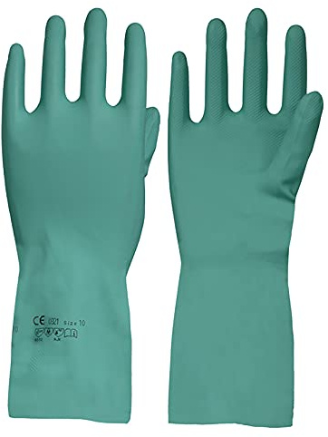 Solidstar Chemikalien-Schutzhandschuh Diamond Nitril TOP CE CAT 3 grün Länge 33 cm (12, 10)