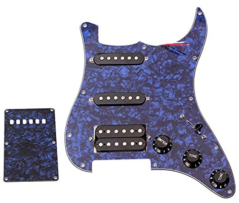 Geladenes Schlagbrett SSH 11. Loch Geladenes Prewired Pickguard Platte Humbucker Tonabnehmer Set Für Stratocaster E-Gitarre 3Ply Blau Vorverdrahtetes geladenes Schlagbrett