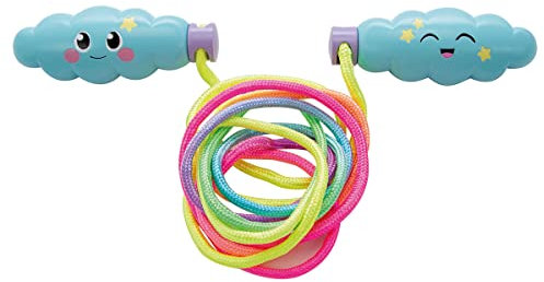 Simba 107306085 - Wolken Springseil, weiche Griffe mit süßer Bedruckung, Seil in Regenbogenfarben, 220cm, Sportspielzeug, ab 5 Jahren