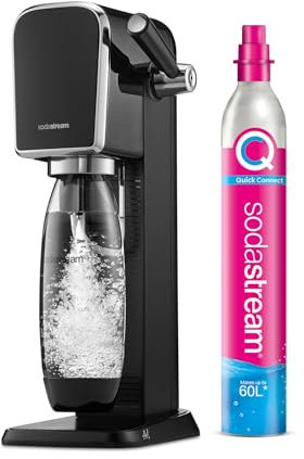 SodaStream Wassersprudler Art mit CO2-Zylinder und 1x 1L spülmaschinenfeste Kunststoff-Flasche, Höhe 44cm, Schwarz, 44 cm