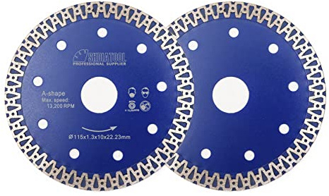 SHDIATOOL Diamantsägeblatt 115mm-4.5IN A-förmige Trennscheibe für Fliesen Marmor Stein Beton Keramik Ziegel,2 Stück
