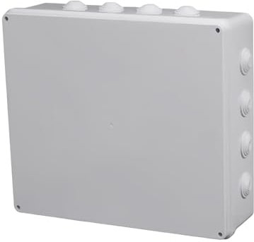 IP65 Abzweigdose, weiß, 400 mm x 350 mm x 120 mm, ABS-Gehäuse, Außenbeleuchtung, Kabel, Elektroanschluss mit Loch und Gummistopfen