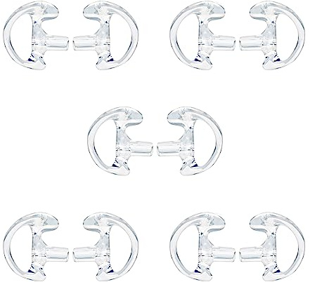 HYSHIKRA Ersättande mjuk öronsnäcka öronsnäcka luft akustiskt headset öronpropp för Walkie Talkie spole tub ljuskit, 5 par (genomskinliga, medium)