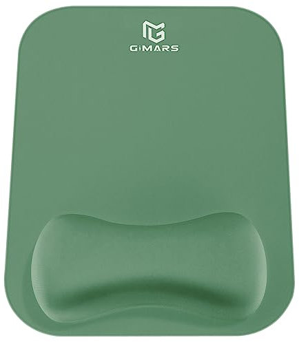 Gimars Alfombrilla Ratón Reposamuñecas, Almohadilla Ratón Ergonómica con Apoyo, Espuma Viscoelástica, Gaming Mouse Pad Ordenador, Impermeable Tapete Rato con Base de Goma No Deslizante, Verde Oscuro