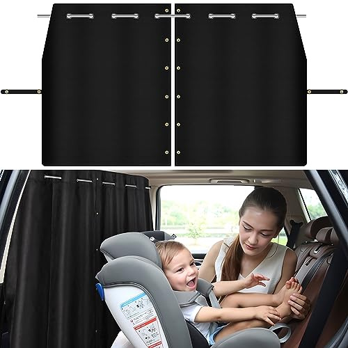 XCBYT Rideaux Privcay de Voiture – Rideaux de séparation de Voiture avec Barre transversale en Acier Inoxydable à Longueur réglable pour camionnette, SUV, Pickup, Camion, Voyage, Sieste