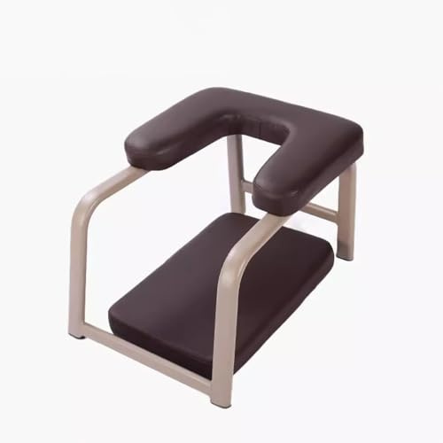 Yoga Inversion Stool,Multifunctional Yoga Inversion Stool,Thick Steel Frame and PU Mat,Balance Training Core Strength Inversion Chair,Yoga Headstand Bench,Brown