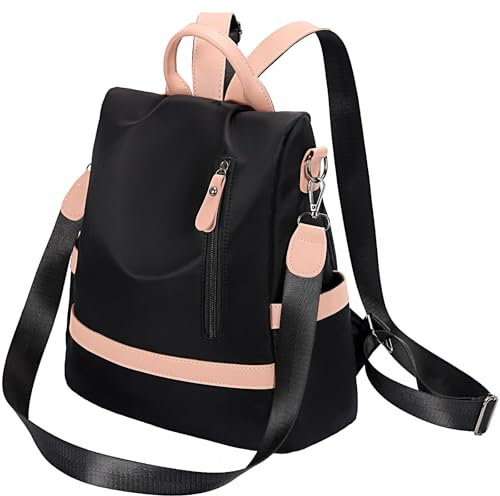 Eshow Rucksack Damen klein, Anti Diebstahl Tasche, Minirusack für Mädchen Und Fraun, Cityrucksack Modern Elegant zur Schule Arbeit Reise, Schwarz, Große Kapazität