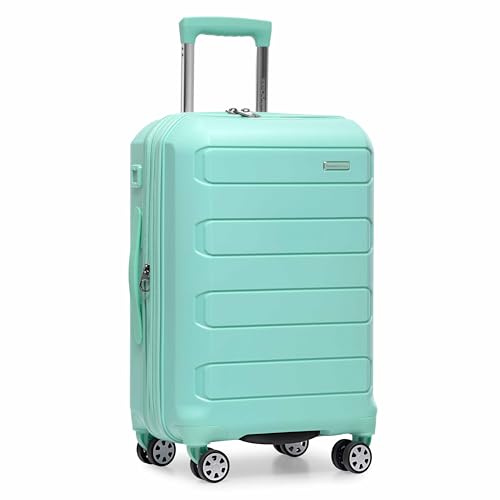Traveler's Choice Pagosa Hardshell Expandable Luggage with Spinner Wheels, Mint, 22-Inch Carry-on
