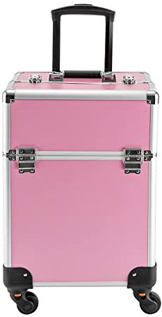 FUROMG Kosmetikkoffer Damen Beautycase Makeup Koffer Trolley Schminkkoffer Reisen Friseurkoffer Mit Rollen Kosmetik Trolley Nageldesign Visagistenkoffer Nagelkoffer Beauty Case MäDchen (Pink)