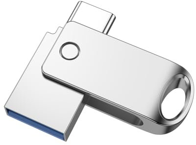 JOIOT Clés 128 GO USB 2 en 1 Métal pour Smartphone, Tablette, PC, Laptop, MacBook, et Plus