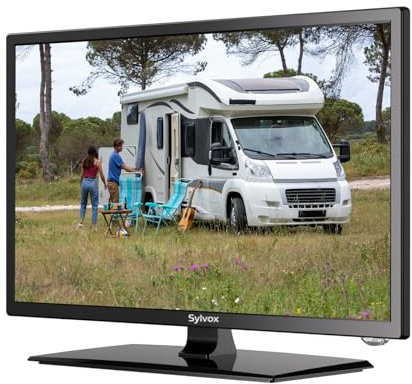 SYLVOX 27 Pollici Smart Android TV per Camper Con Lettore DVD Integrato, 1080P 60Hz, Wi-Fi, HDMI | USB, Triple Tuner, DC -12V TV Ideale per Campeggio e Caravan