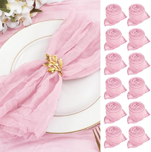 Confezione da 30 tovaglioli in mussola 50 cm in garza, tovaglioli in tessuto vintage boho in massa per feste, matrimoni, ricevimenti, docce nuziali, decorazioni da tavola - Rosa
