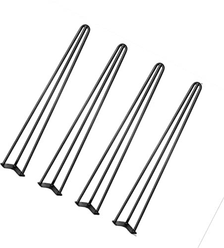 EUTYRG 4 Stück Tischbeine aus Metall – Haarnadel-Tischbeine, Möbelfüße, Haarnadelbeine aus Stahl mit 3 stabilen Stangen (Schwarz, H71 cm)