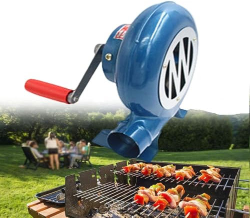 Forgeron Manuel Forge Souffleur - Camping Activateur Pour Barbecue, Engrenage De Fer Barbecue Souffleur, Pour Camping En Plein Air Randonnée Pique-Nique Cuisson Feu ​Soufflet Outils De Barbecue(350W)