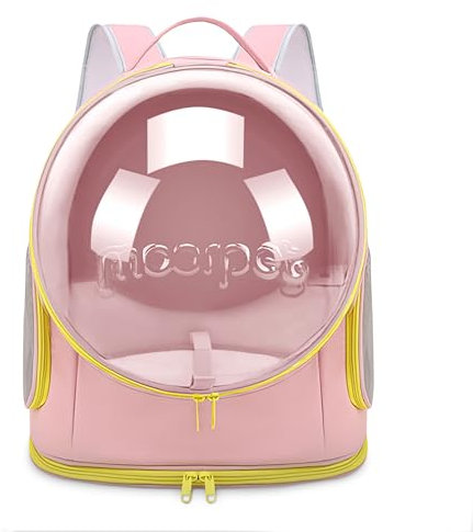 ALLSOPETS Katzenrucksack Träger Bubble Hunderucksack Belüfteter und Zusammenklappbarer Haustierträger für Katzen und Hunde bis zu 7.5KG Tragbarer Reise-Rucksack mit Innerem Sicherheitsgurt Rosa