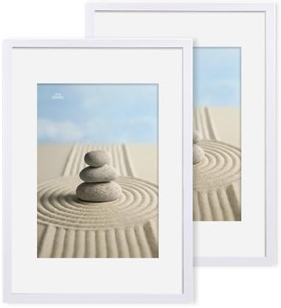 lincoolart A2 Frame White Photo Frames A2 Picture frame With Mount for A3 Poster Pictures Certificate Print Set of 2 with Acrylic Glass