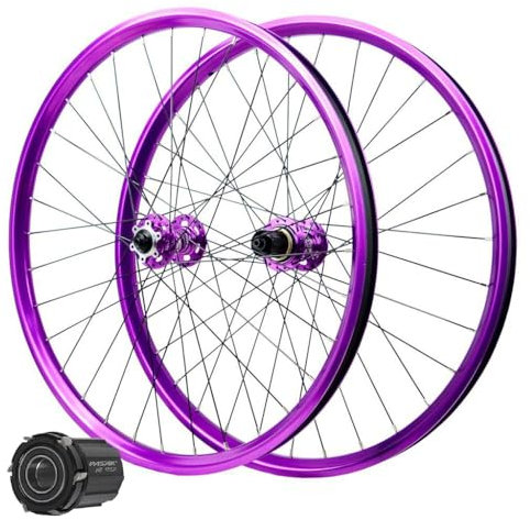 LPYDWZ Lila Mountainbike Radsatz 26 27,5 29 Zoll, Aluminiumlegierung Scheibenbremse 32H MTB Felge Steckachse 148mm for 8-12 Gang(15 * 100mm/12 * 142MM,26 inch)