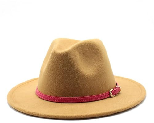 Retro Jazz Zylinder Wollhut Britischer Hut Großer Filzhut(Camel)
