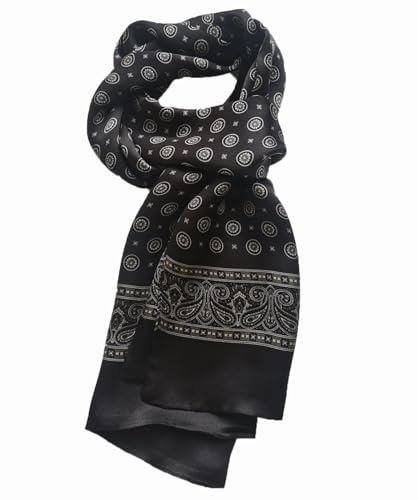 Pupathalsduk herr 100 % sidenscarf vintage mönster sidenhalsduk herrhalsduk, #8_svart, Einheitsgröße