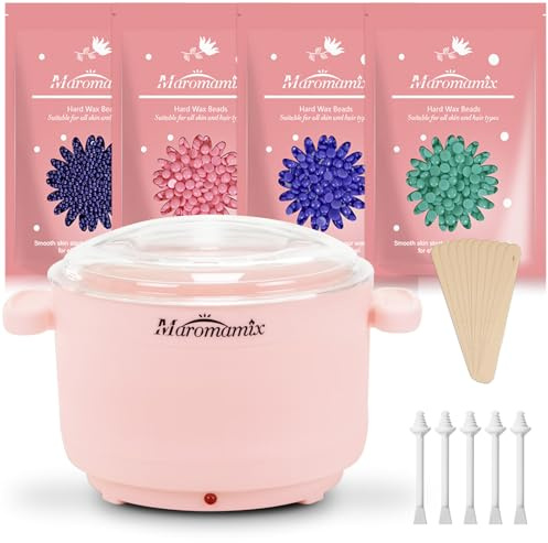 Waxing Kit Silikon Wachswärmer zur Haarentfernung mit 4 Packungen Hartwachsperlen Tragbare Elektrische Silikonwachsmaschine für Ganzkörper-Gesicht Augenbrauen Bikini Brasilianisch zu Hause Wachsen Kit