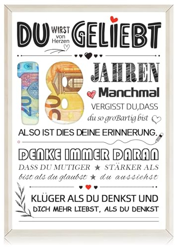 kiimiipa 18. Geburtstag Geldgeschenk: Bilderrahmen für Mädchen und Jungen, Style 2
