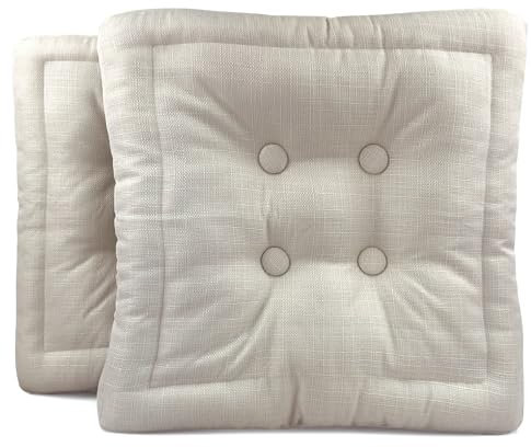 TIENDA EURASIA – Pack de 2 Cojines de Suelo Cuadrado | Cojín Impermeable | Acolchado | Poliéster | Medidas 45x45x8 cm | Cojines Exterior Jardín | con Asa de Transporte y Cremallera (Crudo)