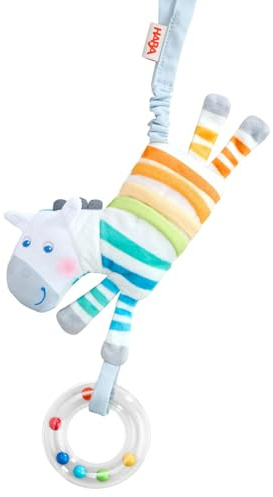 HABA Hängefigur Zebra – Spielzeug mit Rasselring für Babys ab 0 Monaten – Für Kinderwagen & Bettchen – 2012337001
