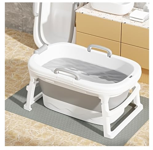 Portable Bathtub, Soaking Hot SPA and Ice Bath Tub, Plastic with Thermal Cover and Drain Pipe,Ideal for Small Spaces