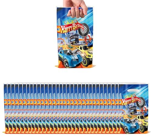 Tourima 30 Rennauto Geschenktüten, 16 x 25 cm, Kindergeburtstag für Jungen | 30 farbenfrohe Mitgebseltüten im Rennauto-Design, ideal für Süßigkeiten, kleine Geschenke und Gastgeschenke zur Kinderparty.