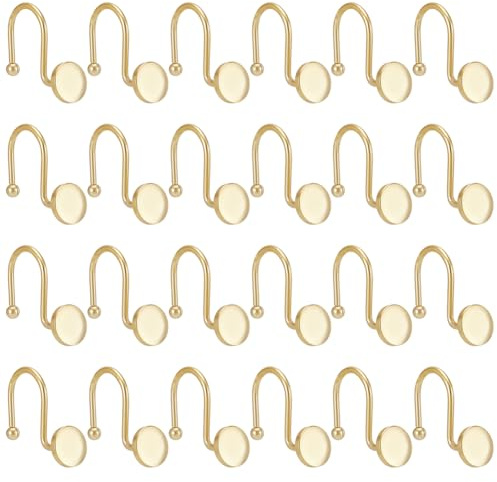 GOMAKERER 24 Pcs Shower Curtain Hooks, Smooth Metal Shower Rings Free Sliding Round Modern Curtain Hangers for Bathroom Bedroom Living Room Art Decors (Gold)