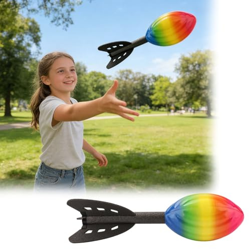 Wurfrakete mit Heuler Wurfgerät, aerodynamischer Mini Fussball aus PU-Schaumstoff, Raketen Spielzeug für Kinder, Grip Ball für Outdoor Garten und Pool (Mehrfarbige)