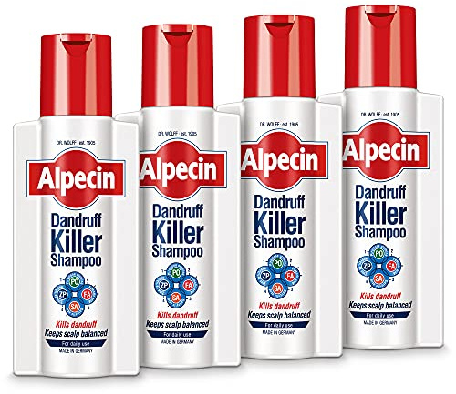 Alpecin Dandruff Killer Shampoo 4x 250ml | Effectively Removes and Prevents Dandruff | Hair Care for Men Made in Germany