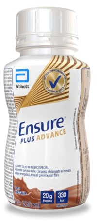 Ensure Plus Advance Supplemento Nutrizionale Ipercalorico ed Iperproteico |Formato bevanda| Alimento a fini medici speciali iperproteico| Confezione 4x220ml Gusto Cioccolato